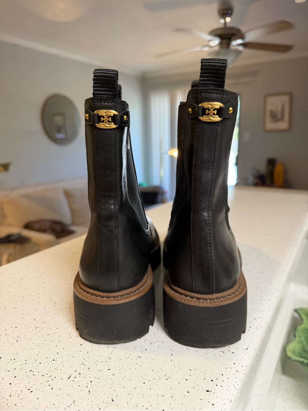 Sam Edelman Black Leather Laguna Chelsea Boot with Brown Welt - Picture 5 of 6